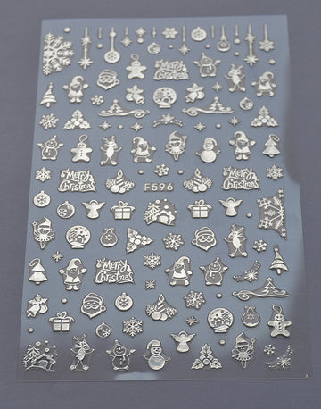 Köröm matrica Nail Art - Karácsonyi varázslat ezüst (153)
