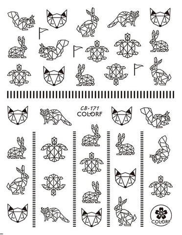 Köröm matrica Nail Art – Fekete-fehér állatminták (116)