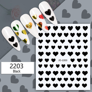 Köröm matrica Nail Art – Fekete szívek (127)