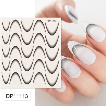 Köröm matrica Nail Art – Easy French Black (158)