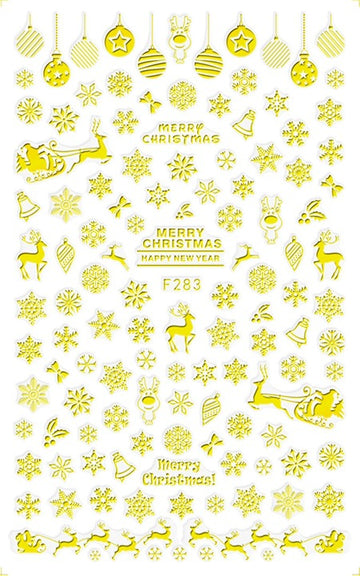 Köröm matrica Nail Art - Arany Karácsonyi Szimbólumok (140)